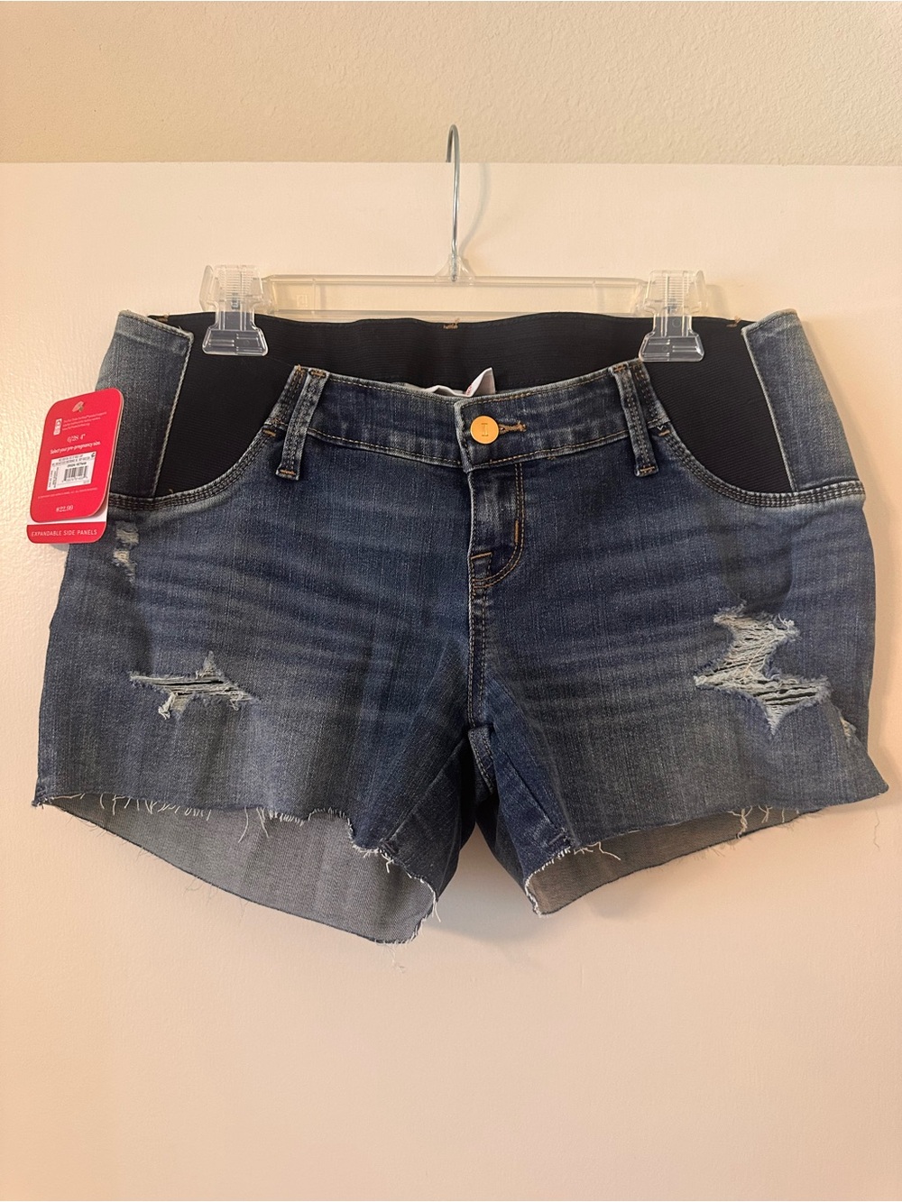 Isabel Maternity by Ingrid & Isabel Distressed Dark Blue Denim Shorts